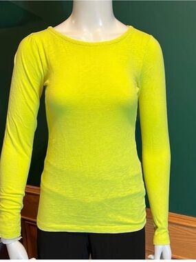J. Crew Long Sleeve Neon Yellow Painter Tee